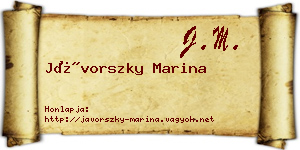 Jávorszky Marina névjegykártya